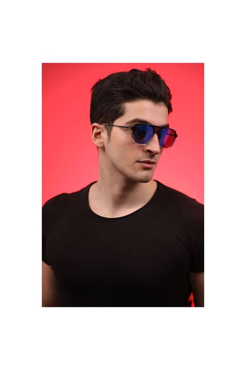 Alpottica Shiny Black Blue Unisex  Güneş Gözlüğü