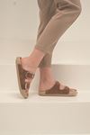 Milano Birkenstock Kahverengi Çift Tokalı Terlik