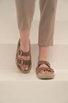 Milano Birkenstock Kahverengi Çift Tokalı Terlik