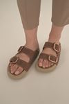 Milano Birkenstock Kahverengi Çift Tokalı Terlik