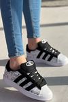 Adidas Campus Siyah Beyaz Baskılı Spor ayakkabı